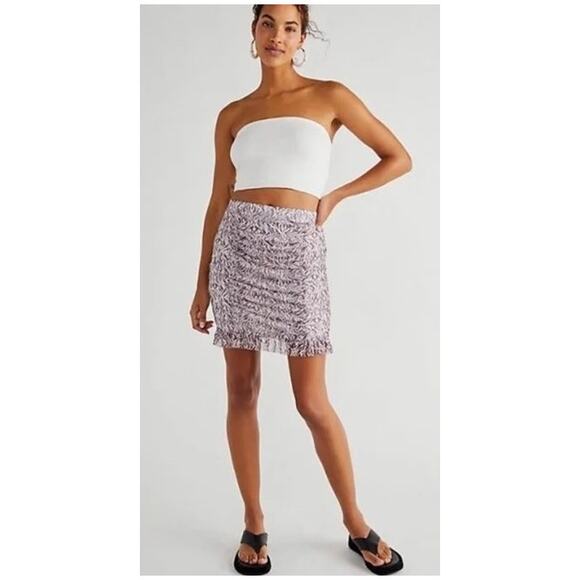 Free People Romi Mesh Mini Skirt in Purple White Zebra Women's Size Medium - Picture 2 of 13